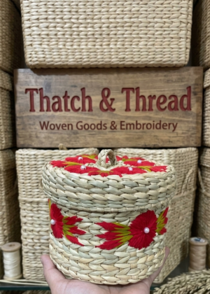 handcrafted Kauna grass storage box